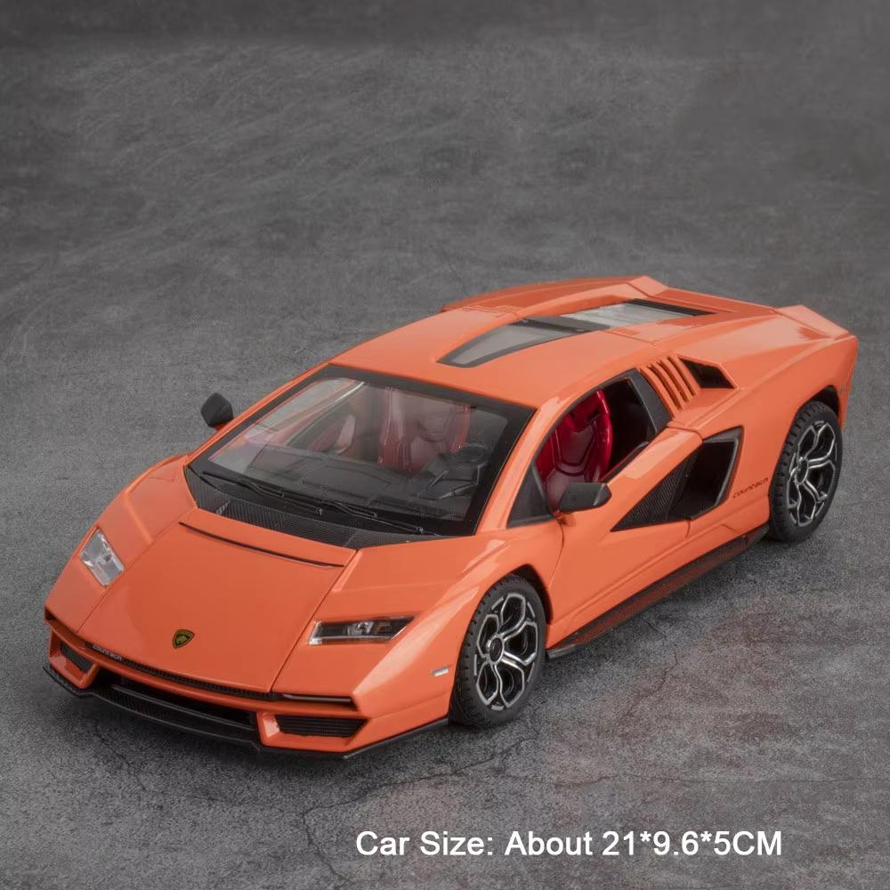 1:24 Scale V12 Countach LPI800-4 Alloy Diecast Doors Opened Sound Light Pull Back Racing Cars Models Boys Ornament Collection