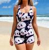 Conservative one-piece swimsuit printed women's flower women's competitive slightly chubby flesh boxer swimsuit