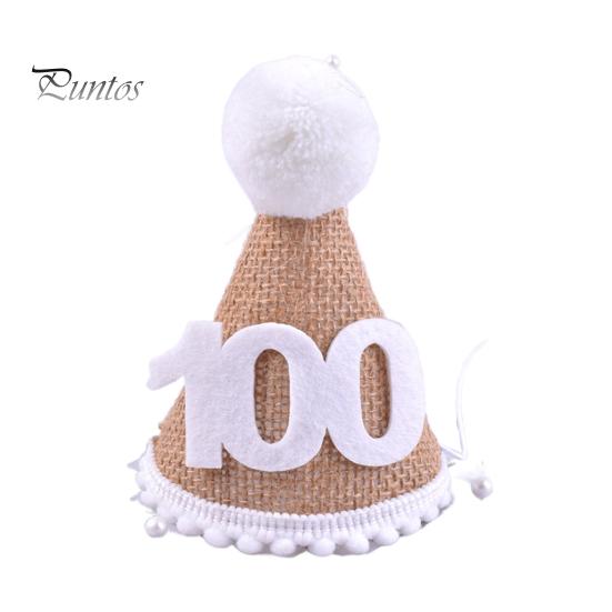 Bursdagshatt med pompongball Elastisk flettet Ingen deformasjon Bred bruksområder Dekorer lett nyfødt baby bursdagsfesthatt for barn