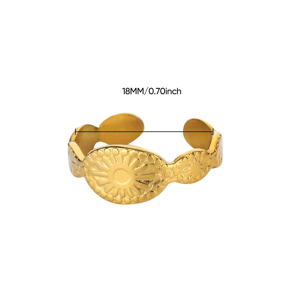 

Stainless Steel Sun Pattern Evil Eye Rings Women Anti Fading Gold Color Ring Wedding Vacation Jewelry Party Accessories Gifts Diameter 18 mm