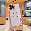 Electroplated side smiley face with bracket, suitable for Apple 16/17promax mobile phone case iPhone14/15 anti-drop cover
