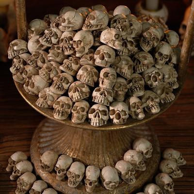 20Pcs Gothic Skull Sculptures Collectable Halloween Decoration Skeleton Ornament Landscape Garden Potted Party Table Decor