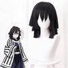 Anime Iguro Obanai Cosplay Wig Kimetsu no Yaiba Black Wig with Bangs Cosume Party Short Wigs