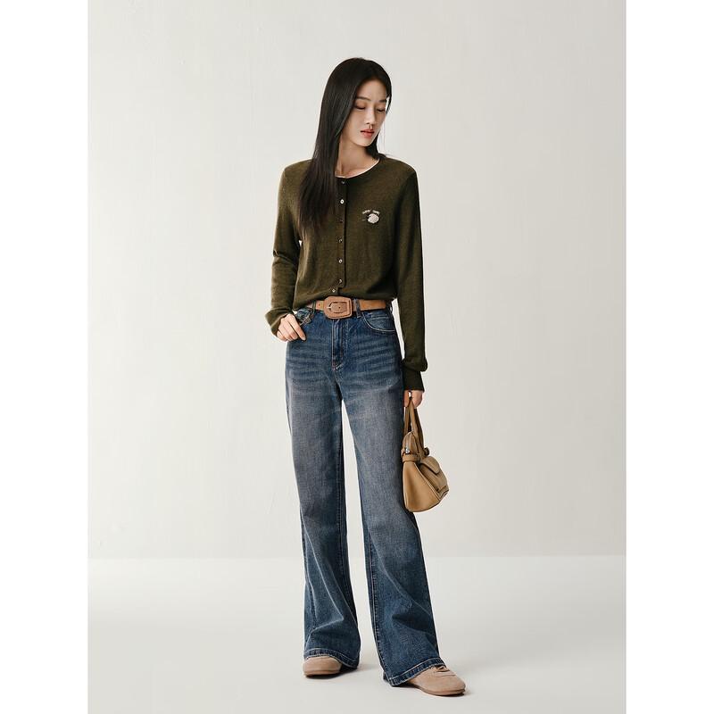 JOOOZE Vintage Distressed High-Waist Slim Bootcut Jeans