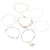 7Pcs Fashion Bohemian Shell and Starfish Beaded Bracelets Unique Bangles for Summer Elegant Beach Vacation Jewelry