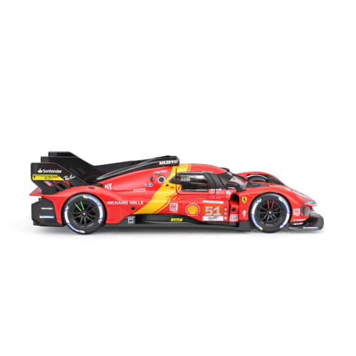 Bburago 1/24 Scale Diecast Model Car of the Ferrari 499P 3.0L Turbo V6 Team Ferrari AF Corse #51, 2023 Le Mans Winner, 18-26309