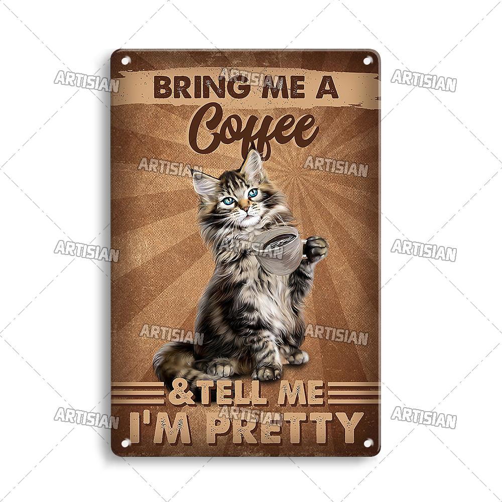 Pôster de Metal Retrô Gato Preto Artista Animal de Estimação Engraçado Vintage Decorativo Placa de Estanho Garagem Bar Pub Clube Cozinha Casa Decoração de Parede Caverna do Homem