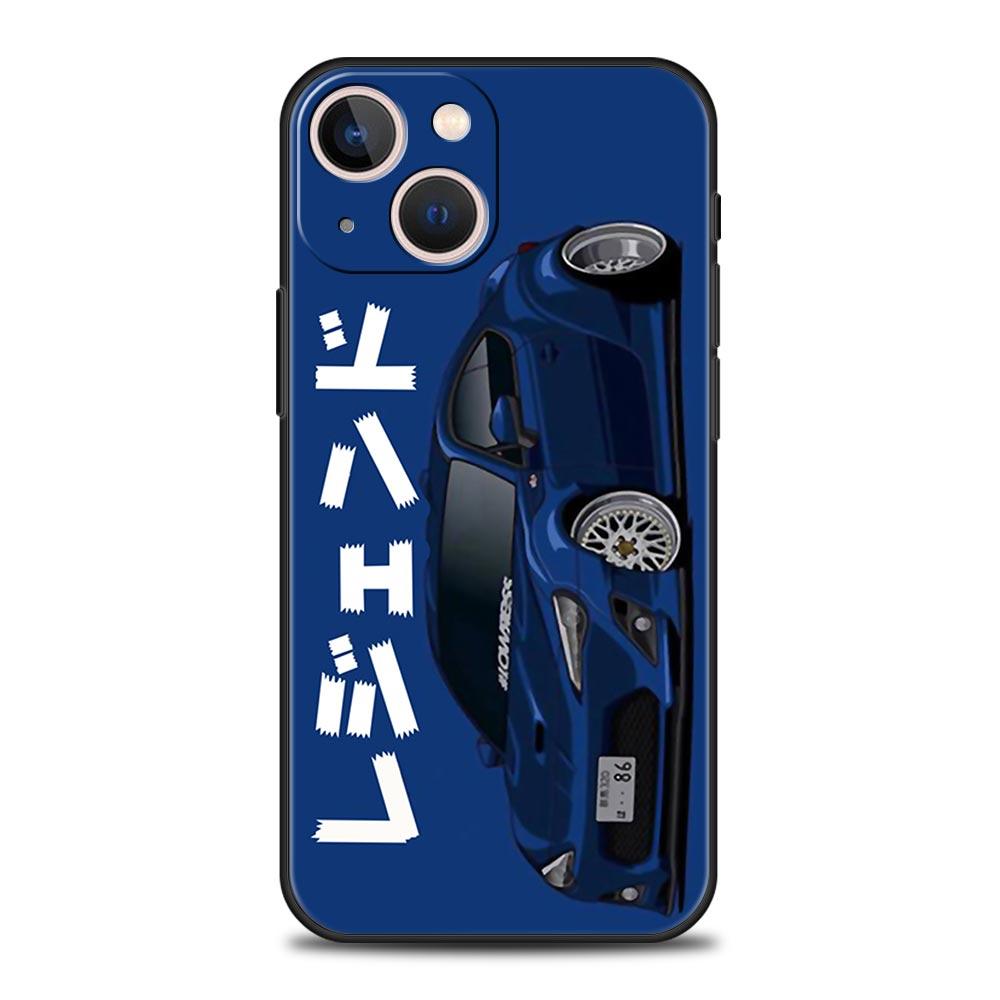 Luxury Phone Case For iPhone 11 12 13 15 16 14 Pro Max X XR XS 7 8 Plus SE Black Cover Funda JDM Tokyo Drift Sports Car