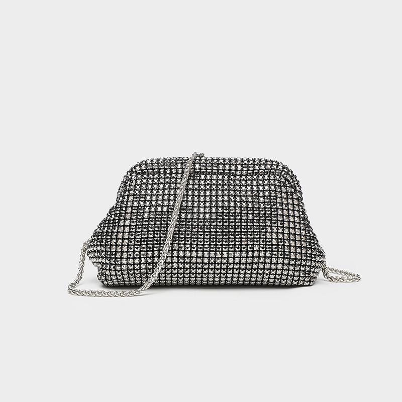 Pochette da sera in poliestere con strass per eventi formali