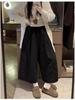 Women's Autumn/Winter 2025 Coffee Quilted Wide-Leg High-Waisted Culottes Skirt - Plus Velvet, Slimming, Thickened, Three-Quarter Length.