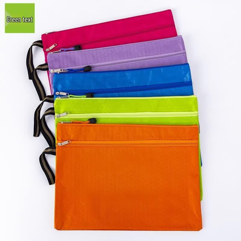 LUWEN A4 Oxford Cloth Double-Layer Waterproof Zipper File Bag