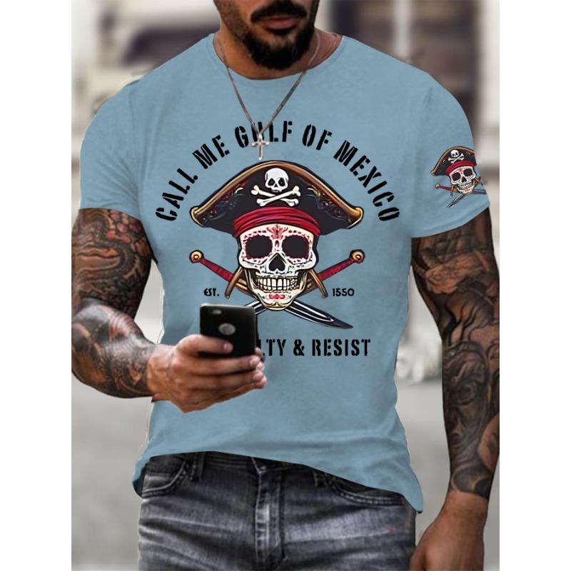 NEW Mens Gulf Of Mexico Print T Shirt Summer Short Sleeve TShirts Casual Tops