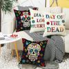 2026 Halloween Totenkopf Buchstaben Leinen Überwurf Kissenbezug, Kissenhülle für Sofa, Dekorative Couch Kissenhülle 45x45cm