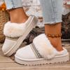 Fashion Women Slippers Fashion Fluffy House Slippers Winter Warm Cotton Shoes Woman Comfort Non Slip Fur Platform Slippers Slides Women