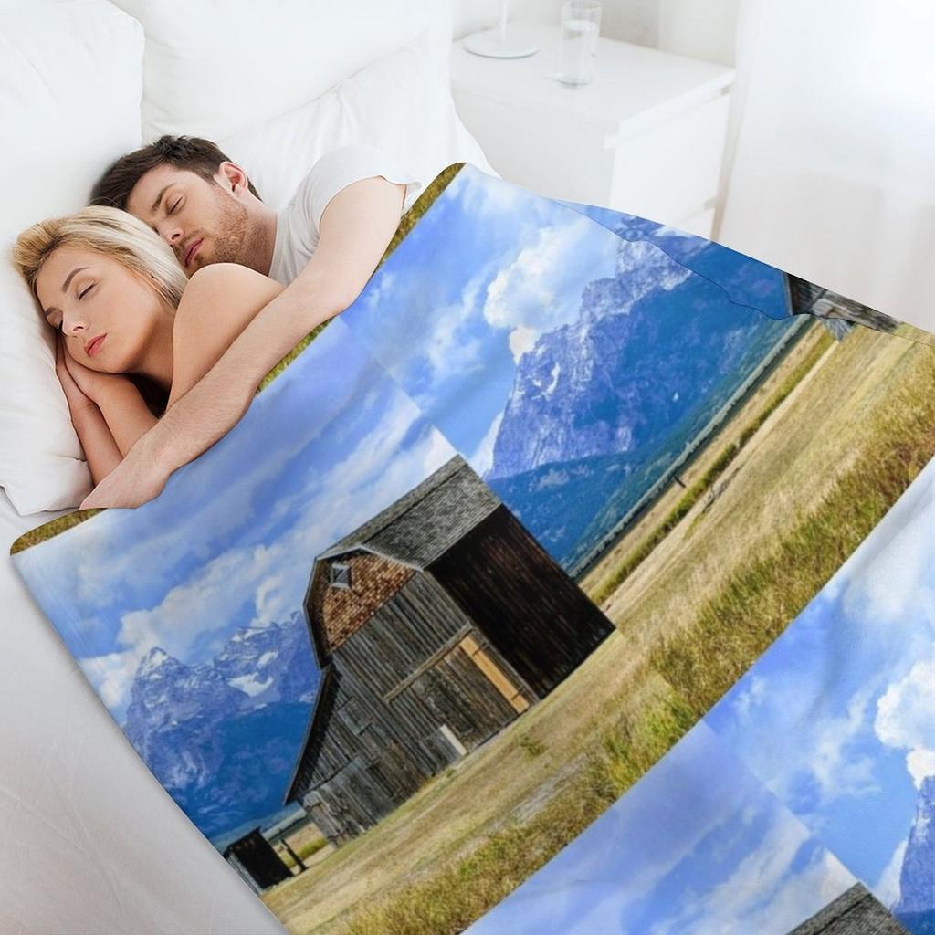Jackson Hole Grand Tetons Mountains Barn Throw Blanket wednesday heavy to sleep anime Comforter Blankets