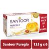 Santoor PureGlo Glycerine Soap with Almond Oil Pack of 1 Refreshing Daily Moisturizing Body Cleansing Bar( 125g X 6N )900g