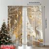 2 Pcs 2D Gold Christmas Wonderland Print Curtains – Elegant Decor for Bedroom Office Living Room Kitchen