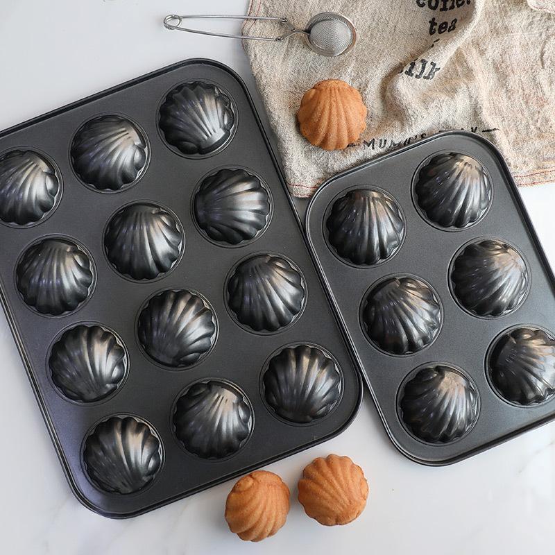 6/12 Slots Madeleine Mold Food Grade Carbon Steel Shell Cake Baking Pan Mould Bakeware Tools Kitchen Utensils Accessories Tools