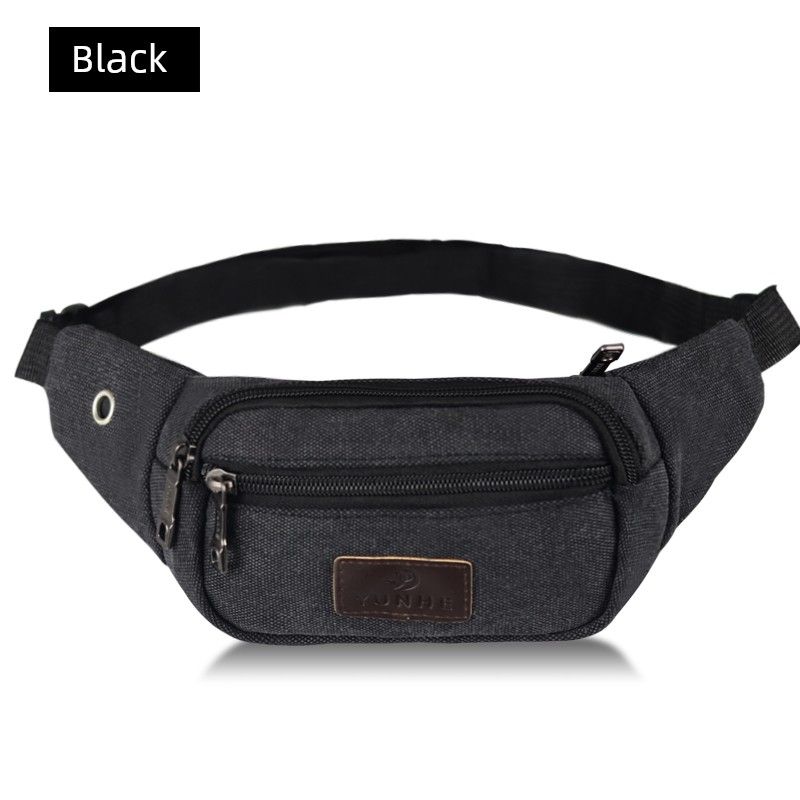 

Canvas Waist Bag Men s Multi-Functional Outdoor Mobile Phone Waist Bag Large Capacity Practical Wear-Resistant Shoulder Chest Bag Business Wallet Black [small bag]] All yards