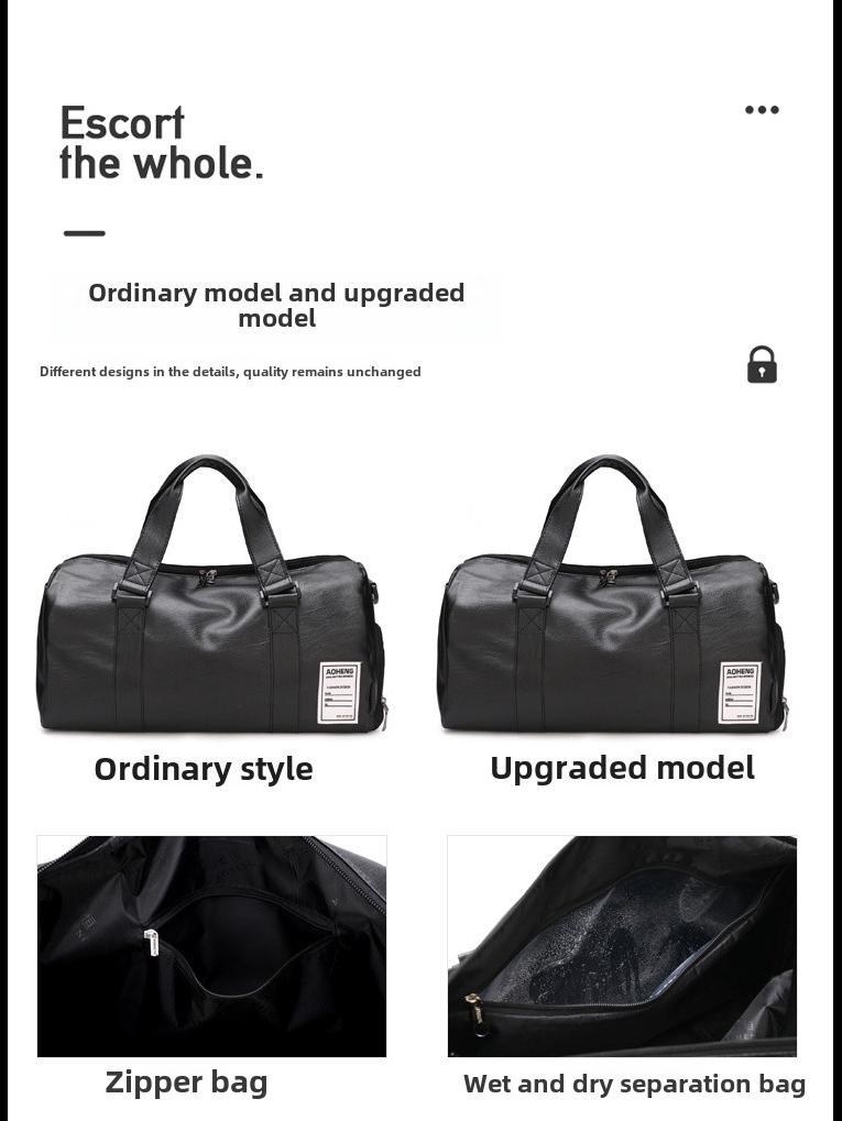 Αθλητική Τσάντα Γυμναστικής Unisex από PU Δέρμα με Χωρισμό Ξηρού/Υγρού για Ταξίδια Μικρών Αποστάσεων