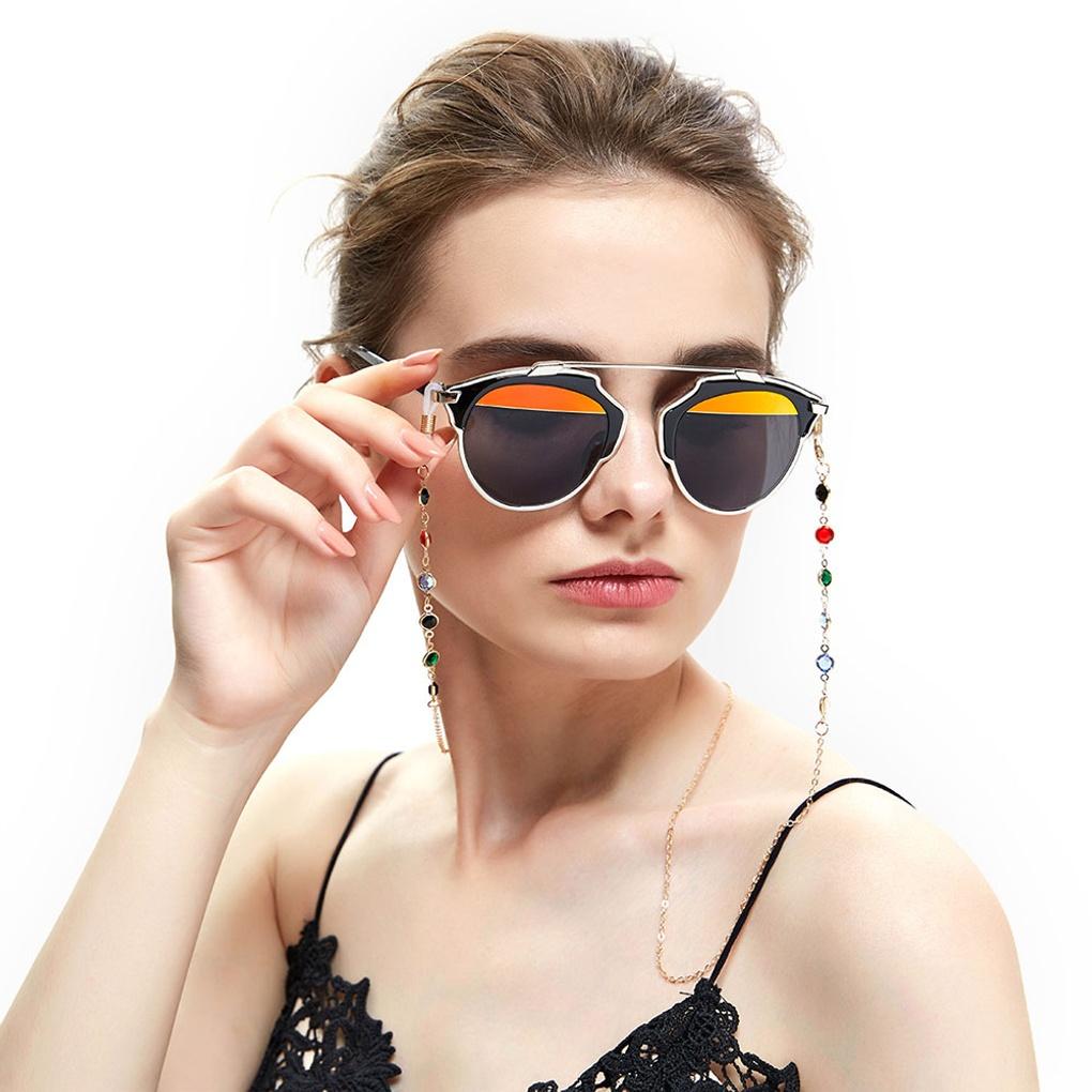 Kolorowy Pasek do Okularów z Kostkami Fashion Łańcuszek Naszyjnik do Okularów (Złoto)