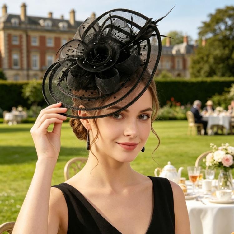 Derby Hat with Hair Clip Fascinator Headpiece For Women Formal Occasion Bridal Accessories Cocktails Party Hair Ornament