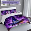 3pcs Custom Name Witch's Hat Magic Night Bedding Set Printed Bedding Set Duvet Cover Closure Includes 1 Duvet Cover & 2 Pillowcases Bedroom Decor