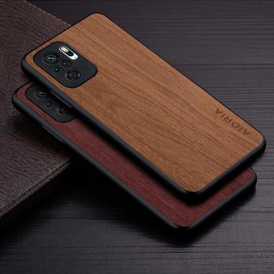 Hoesje voor Xiaomi POCO M5S M5 hoesje eenvoudig uniek ontwerp lichtgewicht houten patroon pu leren hoesje voor poco m5 hoesje