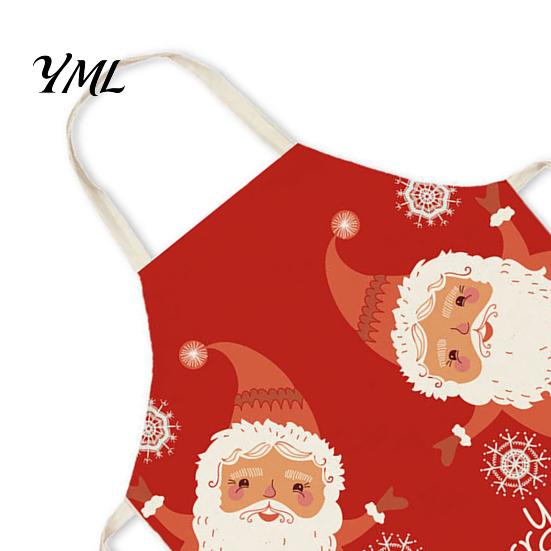 Festive Snowman Cooking Accessory Christmas Apron, Santa Claus/Elk/Gingerbread Man/Snowman Print Bib, Waterproof Non-woven Fabric Party Decoration