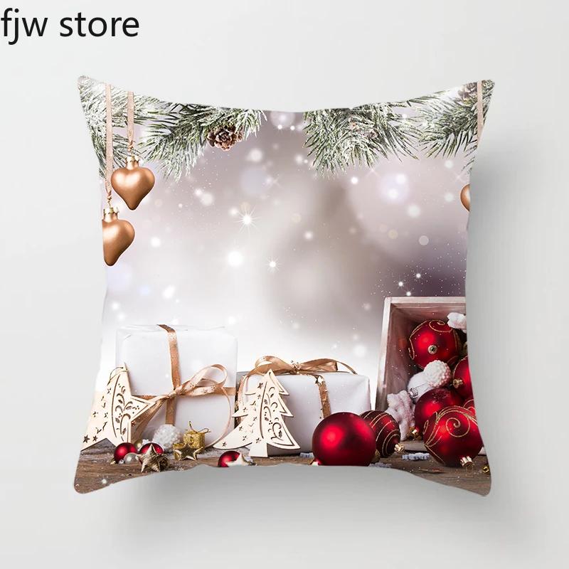 Christmas New Year Decoration Pillowcase  Ball Pendant Printed Throw Pillow Cover Sofa Cushion  Home