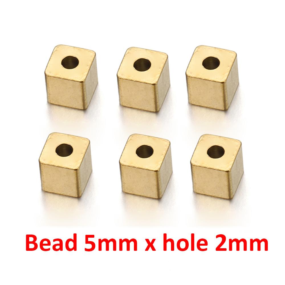 20pcs 2 3 4 5mm Stainless Steel Square Cube Bead Hole 1mm 2mm Spacer Loose Beads DIY Needlework Bracelet Necklace Jewelry Making