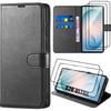 Case for Samsung Galaxy S26 Ultra, PU Leather Anti-Scratch Protection - Black - 2 Tempered Glasses