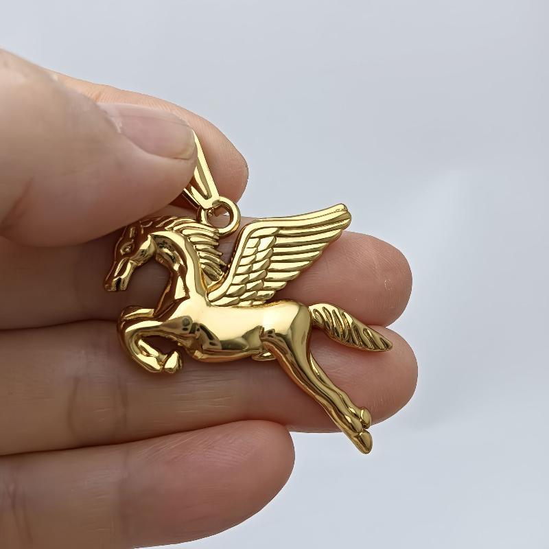 Pegasus Pendant Necklace for Men Angel Wings Horse Design Stainless Steel Hypoallergenic Chain Ideal Valentine's Day Gift for Partner