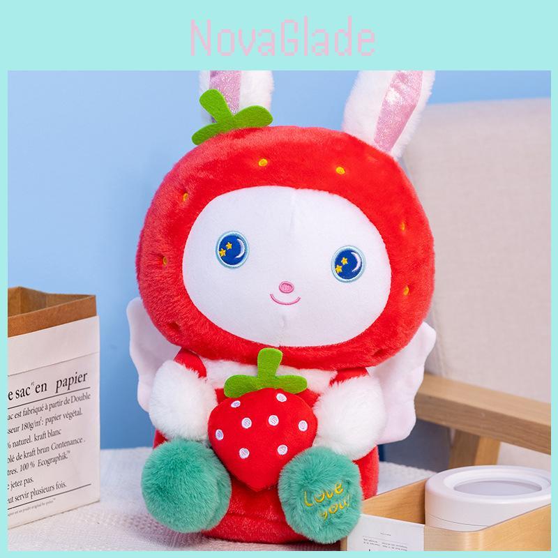 Adorable Giant Strawberry Rabbit Plush Doll Soft Cuddly Stuffed Toy For Gifts