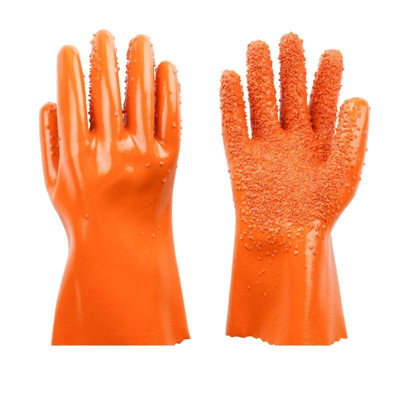 PVC Work Gloves Waterproof Oil & Chemical Resistant Non-slip Flexible Protective Gloves for Mechanical Repair Garage Use