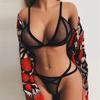 Womens Mesh Sheer Sexy Lingerie Sets See Through Bralette Bra Bustier Underwear + Panties Underwear Female