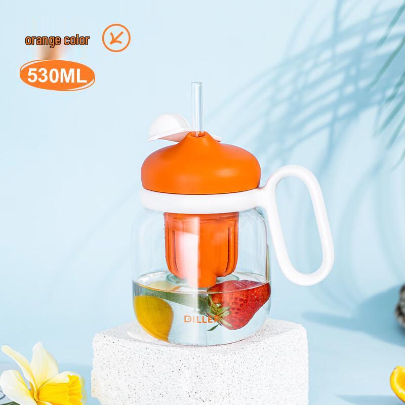 Dilebell Tea Separation Glass Mug with Straw