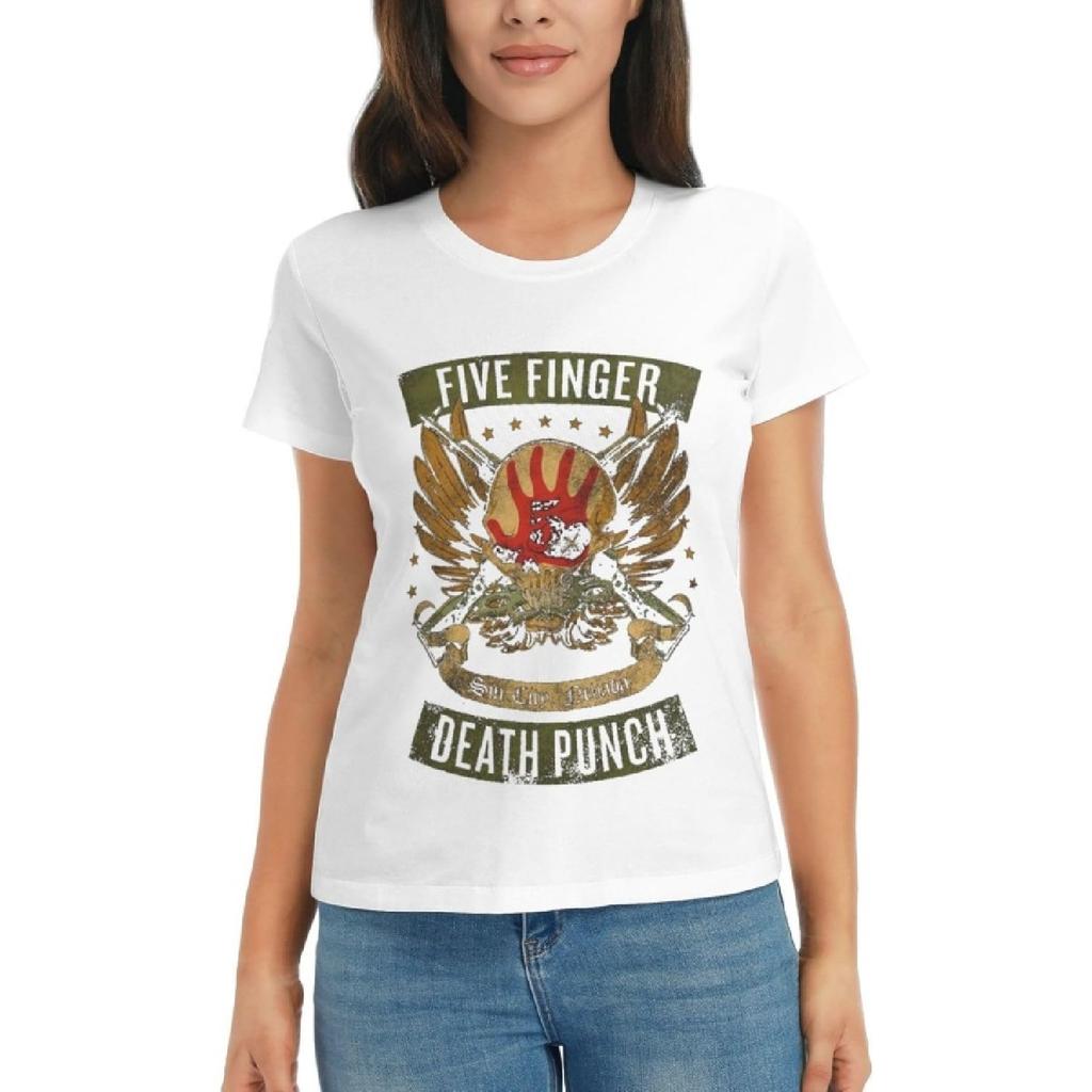 Agrination Damen T-Shirts Five Finger Death Punch T-Shirt Sommer Lässig Kurz Rundhals Kurzarm Oberteile Tee(8)