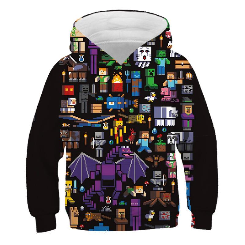 2025 Nové Minecraft Pop Mikiny Dětské T Mikina Kawaii Zombie Kreslené Chlapecké a Dívčí Topy Oblečení 4 5 6 7 8 9-14 Let