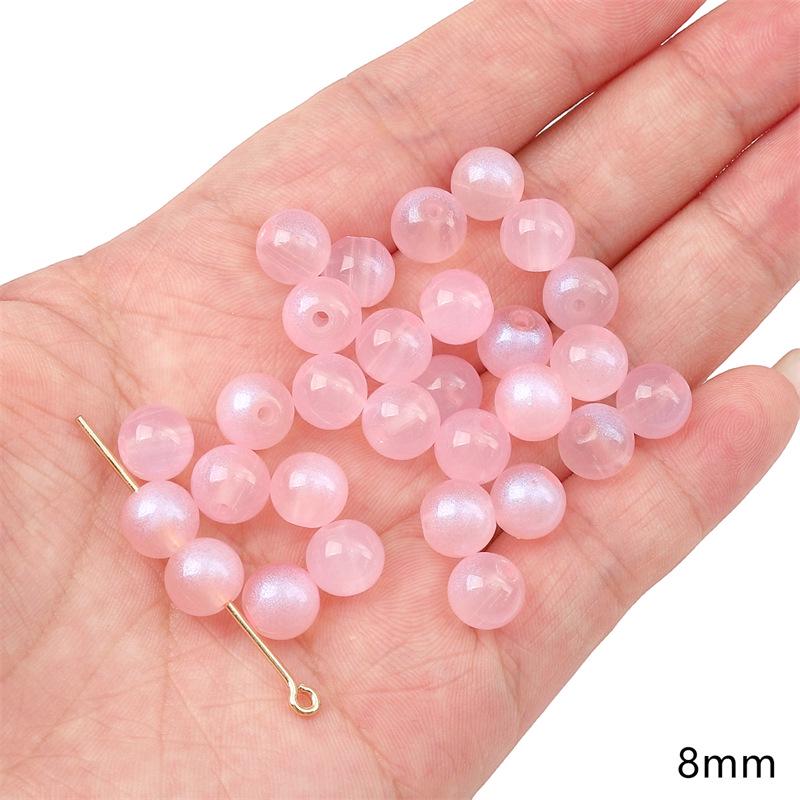 Transparent Pink Glass Round Beads: Crystal, Wheel, Bamboo for DIY Bracelets