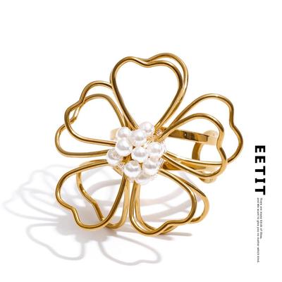 Waterproof Handmade Stainless Steel Metal Flower Fashion Necklace Earrings Ring EnviroNmental 2025 Trendy Jewelry Set