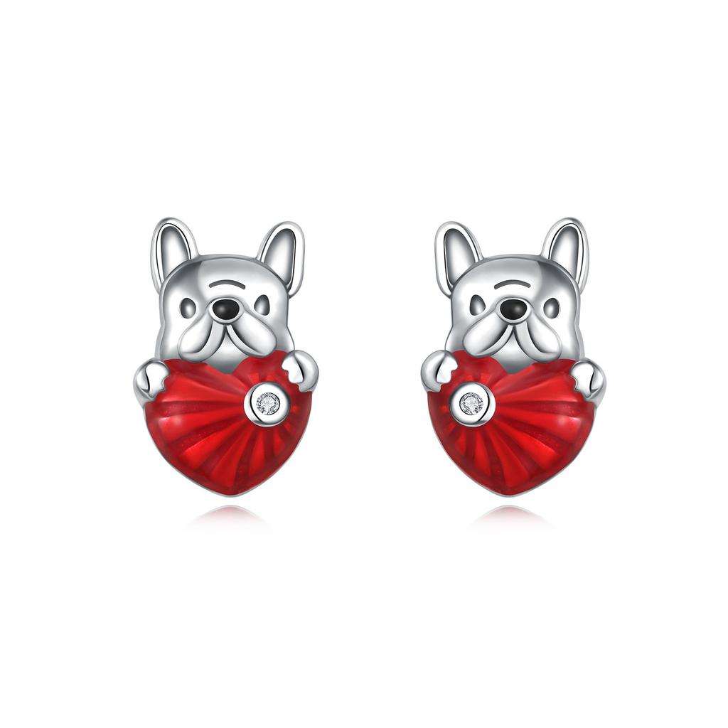 Stud Earrings 9 + Silver Asymmetric Earrings Niche High-End Jewelry Cat Cartoon Earrings Accessories