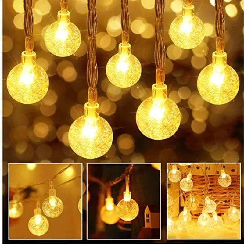 LED Crystal Ball & Small Round Ball String Lights Waterproof Fairy String Lights Decorations for Indoor Party Wedding Christmas Tree Patio Decor