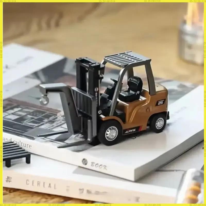 New 1/64 Remote-Controlled Alloy Forklift Engineering Vehicle Tabletop Toys Model Collection Birthday Gift For Girls Boys