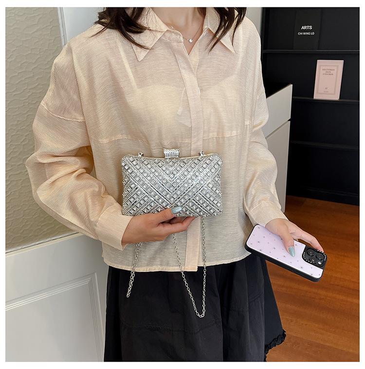 Exquisite Rhinestone Embellished Evening Handbag - Women's 2026 Summer Single Shoulder Chain Crossbody Bag