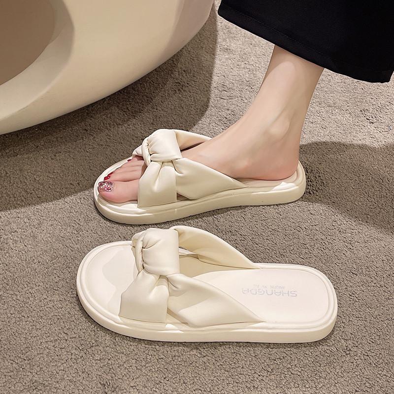 

Super soft stepping on shit slippers women wear foreign style cute summer one-word shoes ins niche design sense 88 [Korean version standard code]