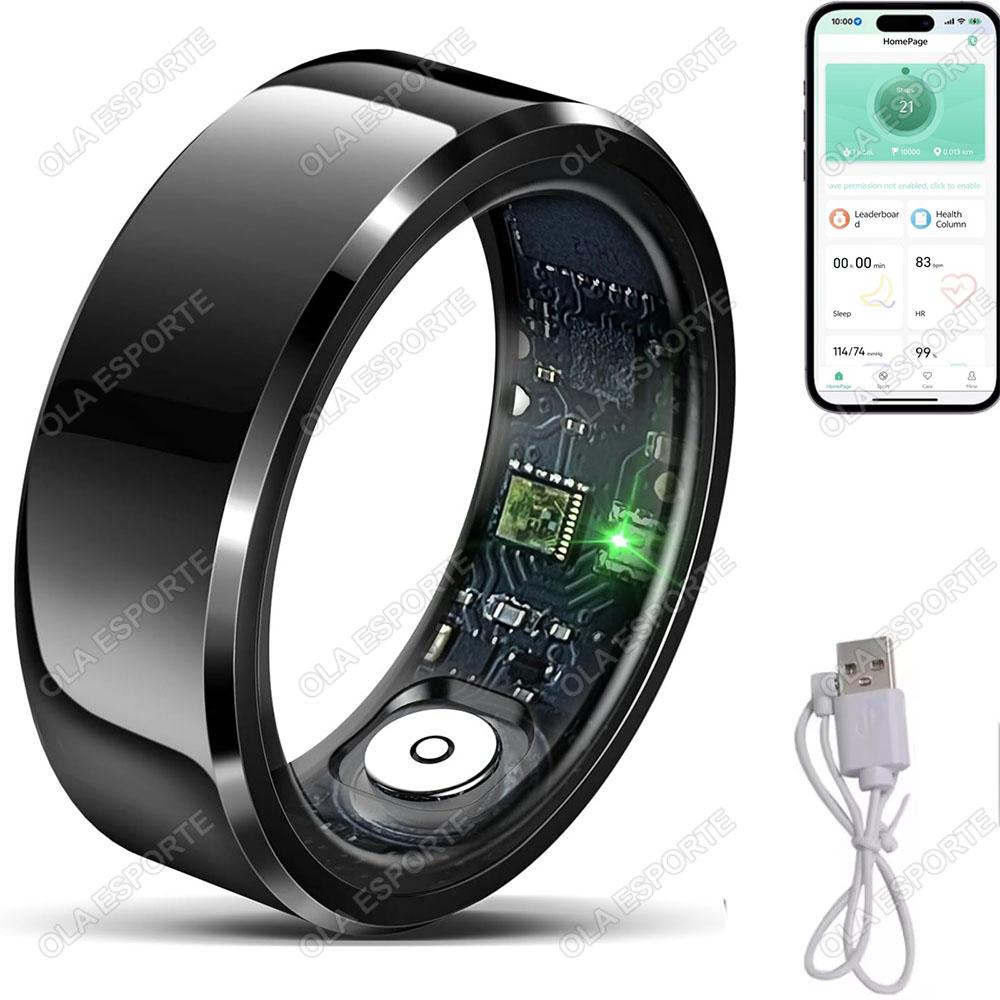 

New Smart Ring Heart Rate Blood Oxygen Sleep Monitor Rings GPS Motion Multi Sport Modes IP68 Waterproof Smartring Men Women 13 чорний