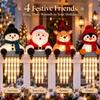 Snowman Icicle Railing Lights Christmas Decor Warm LED Winter Lighting Outdoor Ornament For Front Door, Balcony & Holiday Home