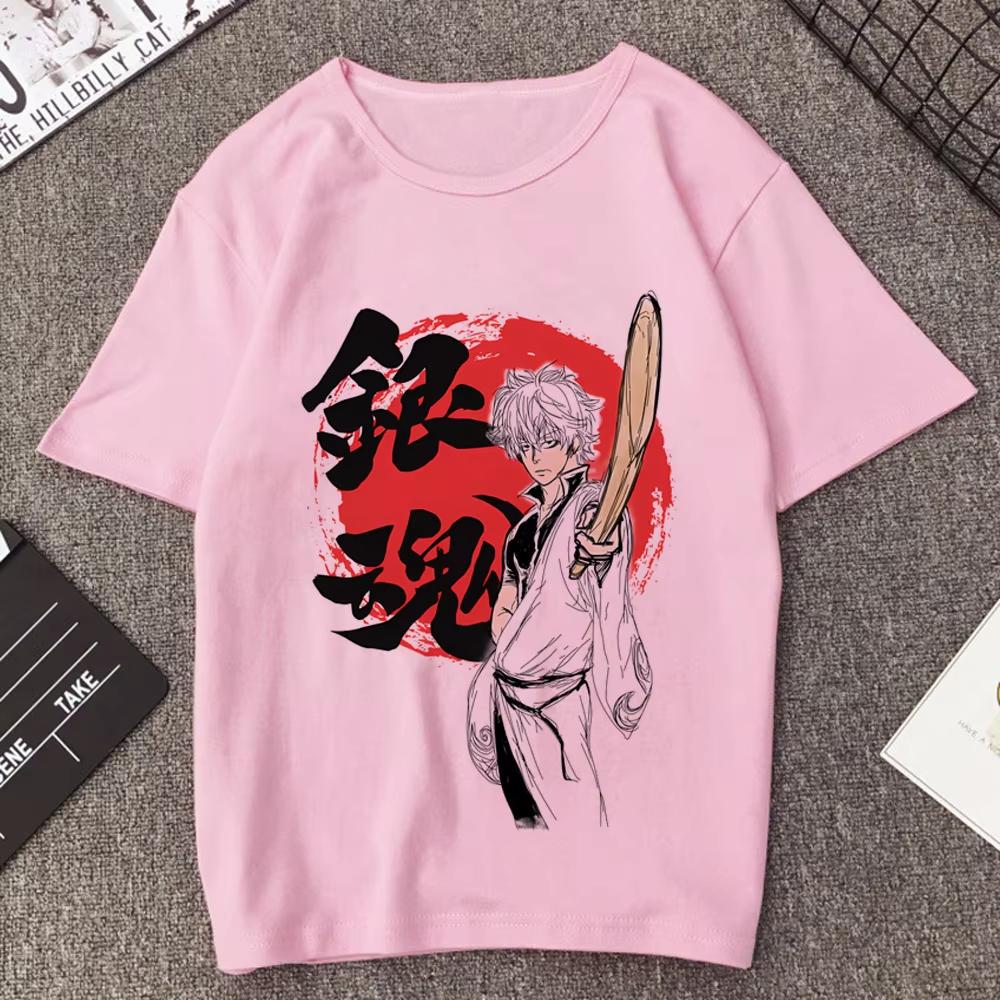 Gintama Samurai Gintoki Washed Cotton T‑shirt Unisex Teen Gothic Vintage Korean Fashion Short Sleeve Streetwear Casual Tops