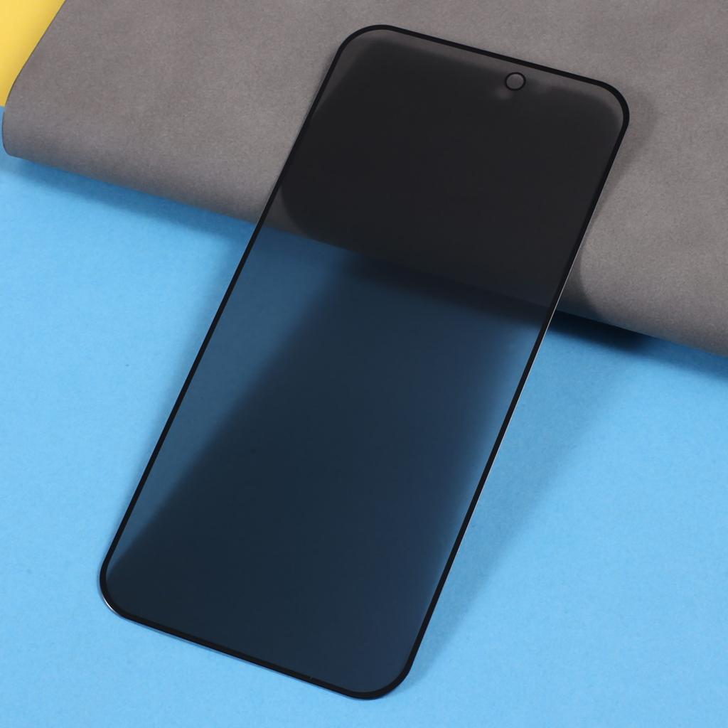 For iPhone 15 Pro Max Silk Printing Screen Protector Full Glue Full Cover High Aluminium-silicon Glass Anti-peep Film